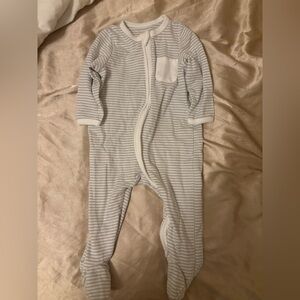 Little Me Gray and White Striped Sleep and Play (2 way zipper)